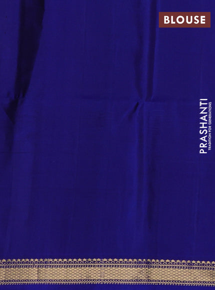 Rust & Blue Pure Soft Silk Saree - Buttas