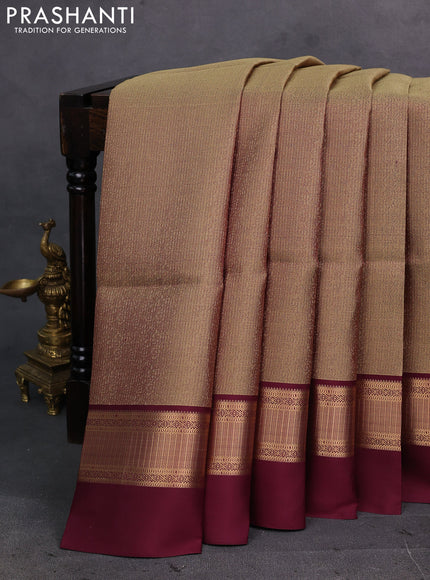 Elaichi Green & Maroon Pure Soft Silk Saree - Brocade