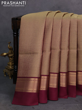 Elaichi Green & Maroon Pure Soft Silk Saree - Brocade