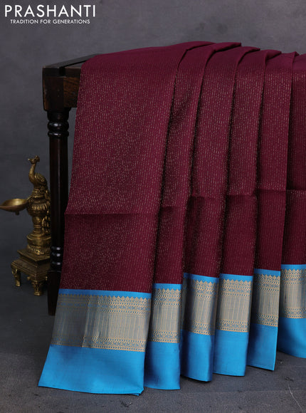 Wine & Cs Blue Pure Soft Silk Saree - Brocade