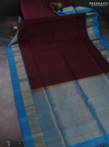 Wine & Cs Blue Pure Soft Silk Saree - Brocade