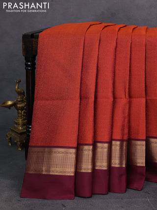 Rust & Maroon Pure Soft Silk Saree - Brocade