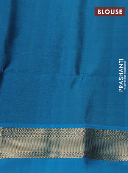 Blue & Teal Blue Pure Soft Silk Saree - Brocade