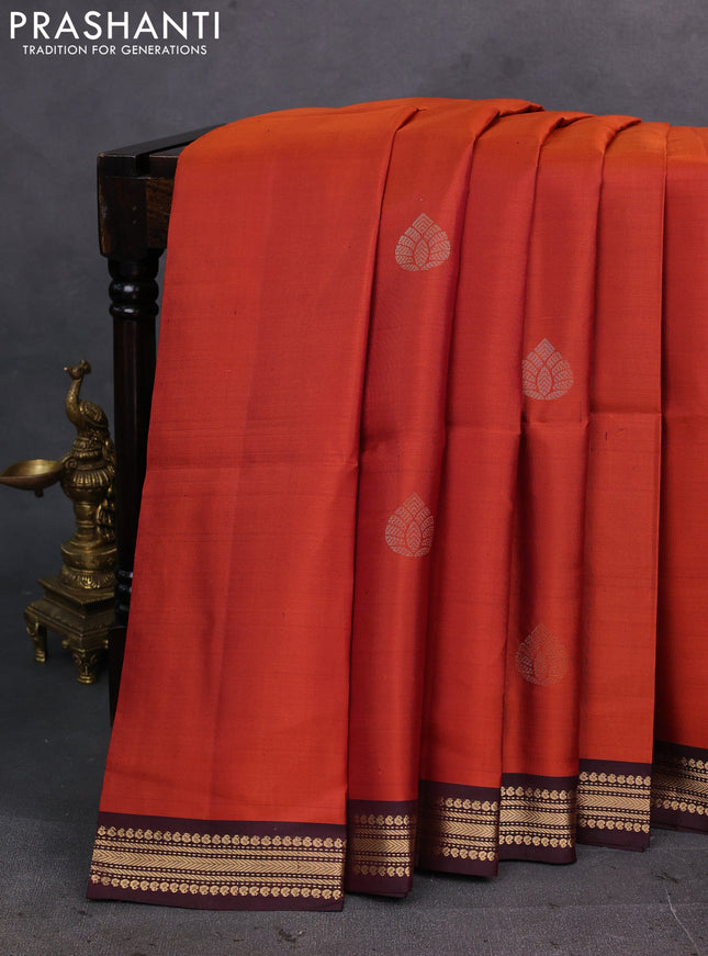 Rust & Wine  Pure Soft Silk Saree - Buttas