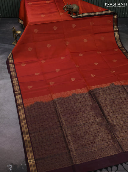 Rust & Wine  Pure Soft Silk Saree - Buttas