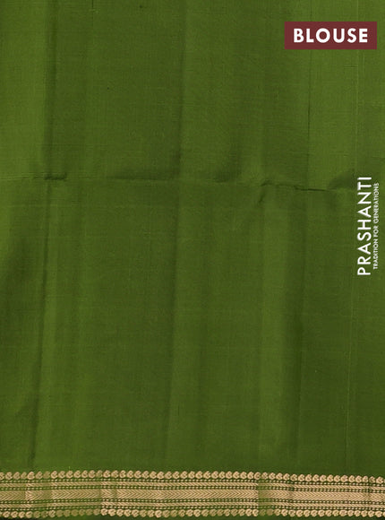 Mustard & Green Pure Soft Silk Saree - Buttas