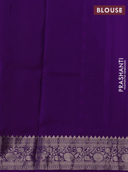 Violet Pure Soft Silk Saree - Zari Buttas