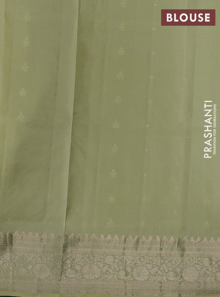 Pista Green Pure Soft Silk Saree - Zari Buttas