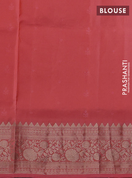 Peach Shade &  Pure Soft Silk Saree - Zari Buttas