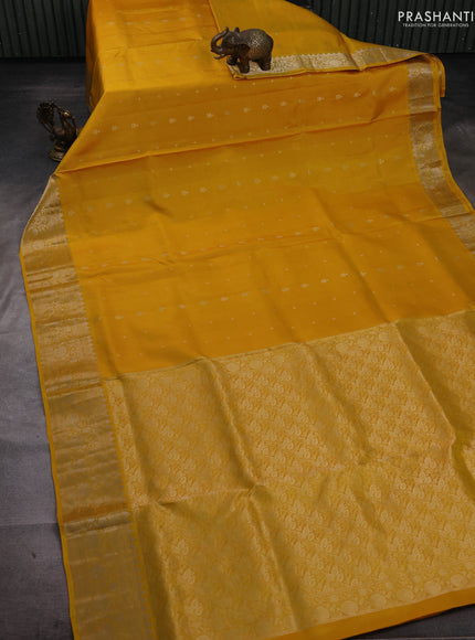 Yellow &  Pure Soft Silk Saree - Zari Buttas