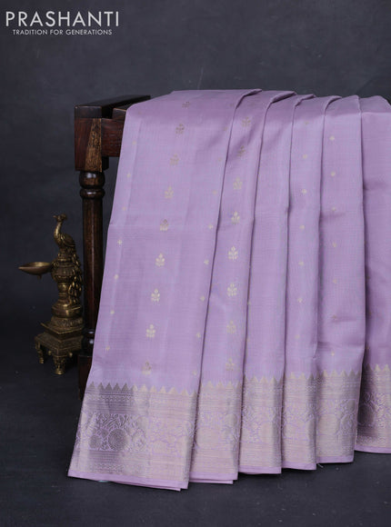 Lavender &  Pure Soft Silk Saree - Zari Buttas