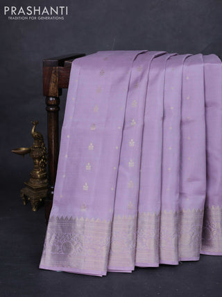 Lavender &  Pure Soft Silk Saree - Zari Buttas