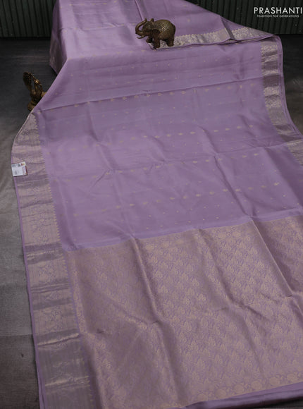 Lavender &  Pure Soft Silk Saree - Zari Buttas