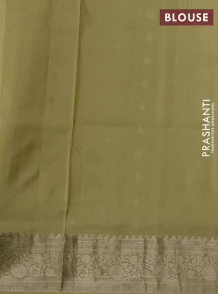 Pista Green &  Pure Soft Silk Saree - Zari Buttas