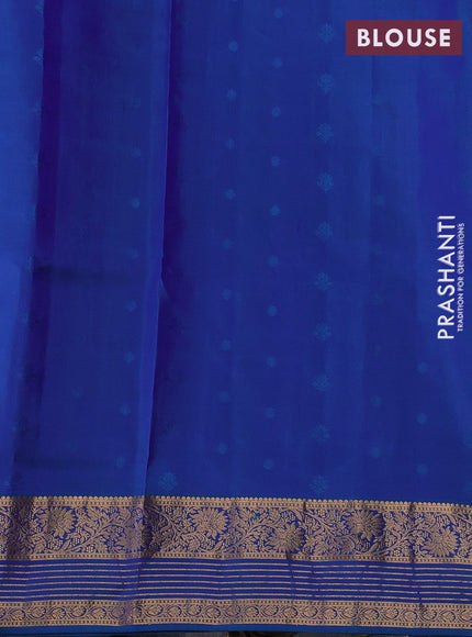Purple & Teal Blue Pure Soft Silk Saree - Zari Buttas