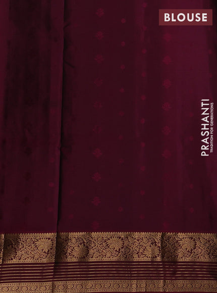 Navy Blue & Magenta Pink Pure Soft Silk Saree - Zari Buttas