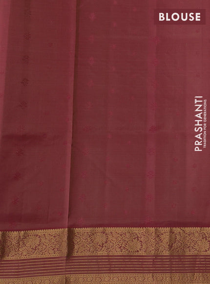 Beige & Maroon Pure Soft Silk Saree - Zari Buttas