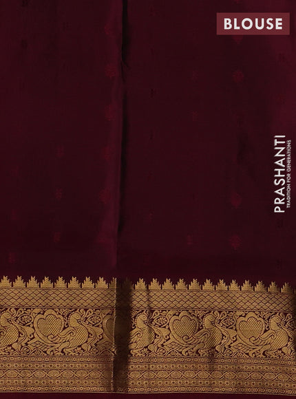 Grey & Maroon Pure Soft Silk Saree - Zari Buttas