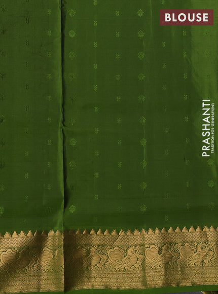 Wine  & Light Green Pure Soft Silk Saree - Zari Buttas