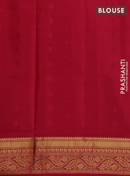 Purple & Red Pure Soft Silk Saree - Zari Buttas