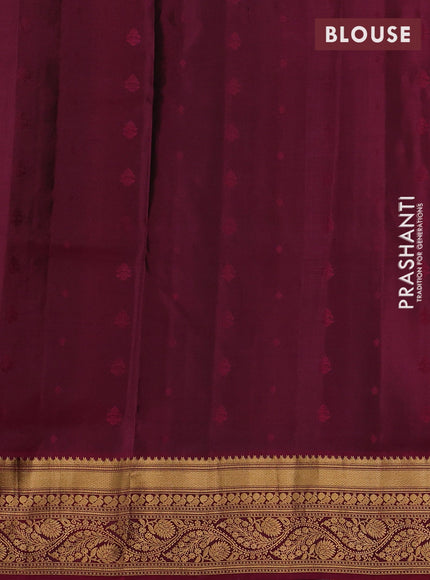Green & Magenta Pink Pure Soft Silk Saree - Zari Buttas