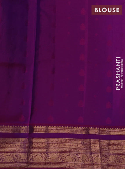 Teal Green & Pink Pure Soft Silk Saree - Zari Buttas