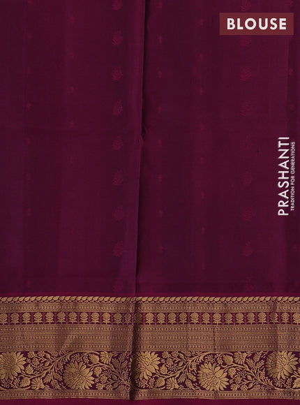 Blue & Magenta Pink Pure Soft Silk Saree - Zari Buttas