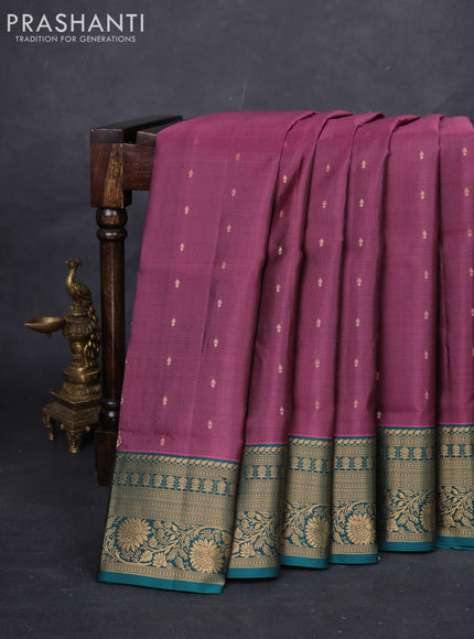 Onion Pink & Peacock Green Pure Soft Silk Saree - Zari Buttas