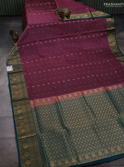 Onion Pink & Peacock Green Pure Soft Silk Saree - Zari Buttas