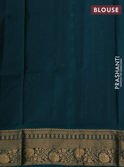 Onion Pink & Peacock Green Pure Soft Silk Saree - Zari Buttas