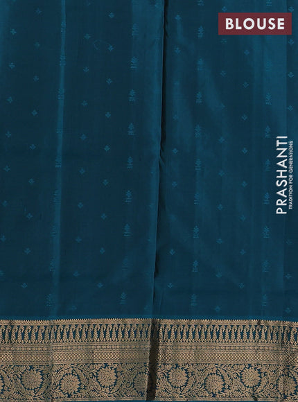 Mehendi Green & Peacock Green Pure Soft Silk Saree - Zari Buttas