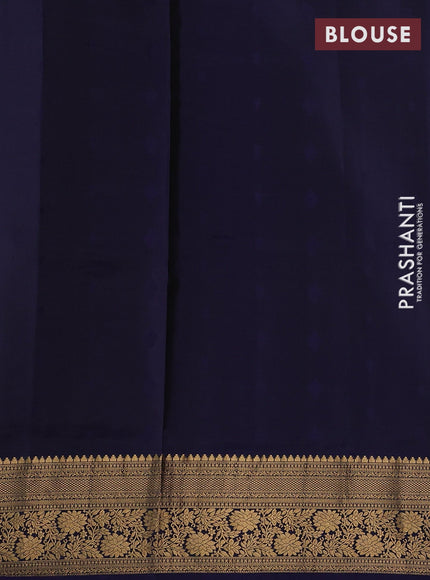 Rust  & Navy Blue Pure Soft Silk Saree - Zari Buttas