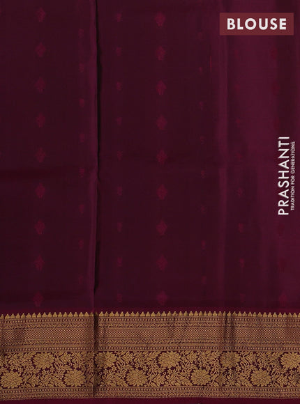 Green & Magenta Pink Pure Soft Silk Saree - Zari Buttas
