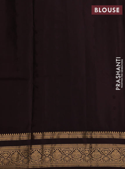 Rust  & Coffee Brown Pure Soft Silk Saree - Zari Buttas