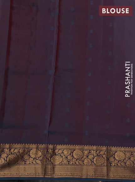 Pink & Peacock Green Pure Soft Silk Saree - Zari Buttas