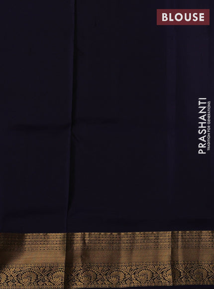 Pastel Green & Navy Blue Pure Soft Silk Saree - Zari Buttas