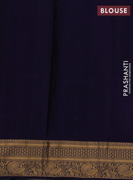 Rust  & Navy Blue Pure Soft Silk Saree - Zari Buttas