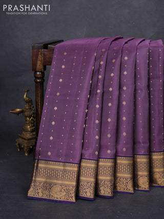 Onion Pink & Navy Blue Pure Soft Silk Saree - Zari Buttas
