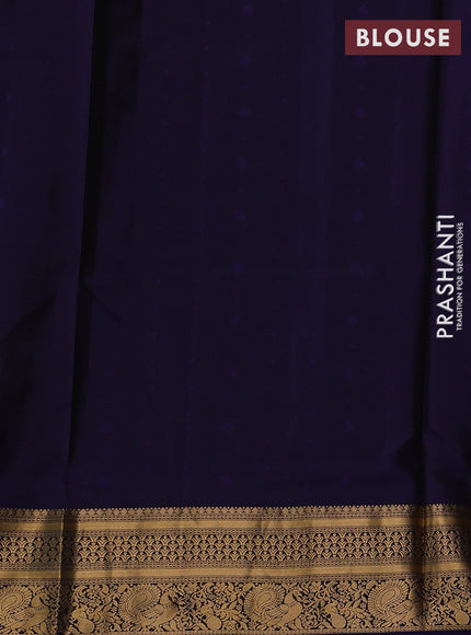 Wine  & Navy Blue Pure Soft Silk Saree - Zari Buttas