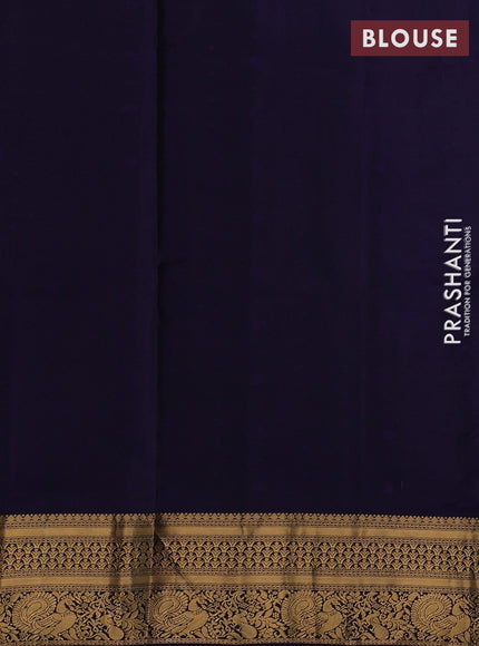 Light Green & Navy Blue Pure Soft Silk Saree - Zari Buttas