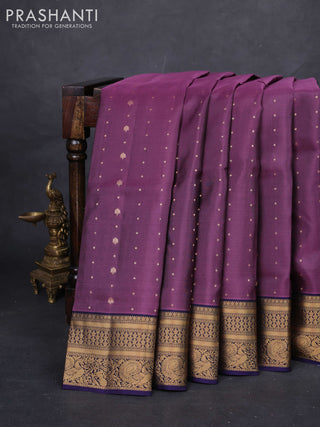 Onion Pink & Navy Blue Pure Soft Silk Saree - Zari Buttas