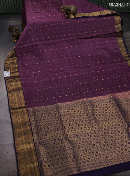 Onion Pink & Navy Blue Pure Soft Silk Saree - Zari Buttas