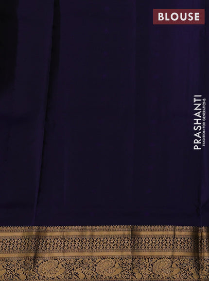 Teal Blue & Navy Blue Pure Soft Silk Saree - Zari Buttas