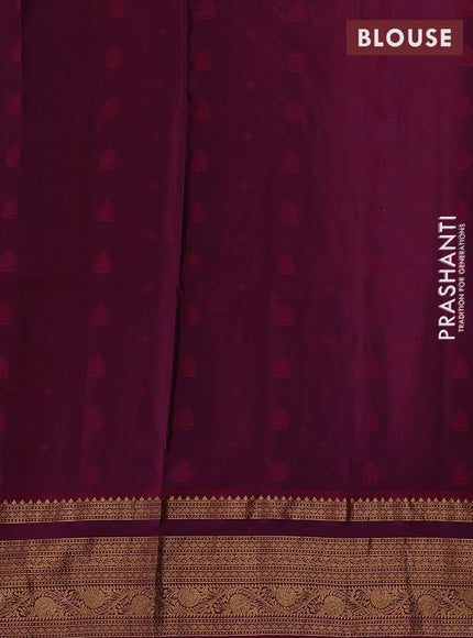 Green & Magenta Pink Pure Soft Silk Saree - Zari Buttas