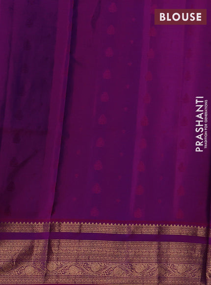 Teal Green & Magenta Pink Pure Soft Silk Saree - Zari Buttas