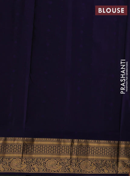 Mauve Pink & Navy Blue Pure Soft Silk Saree - Zari Buttas