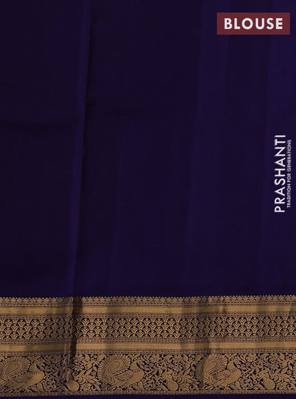 Yellow & Blue Pure Soft Silk Saree - Zari Buttas