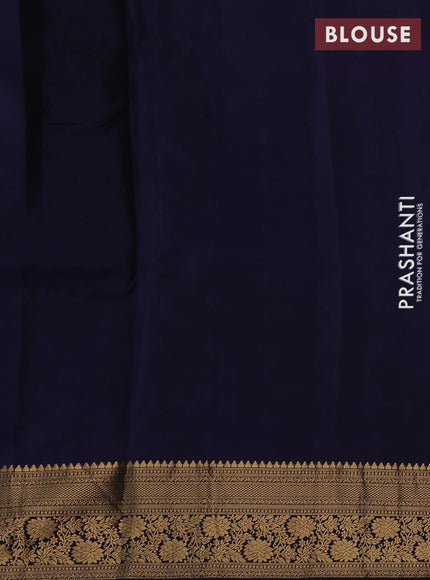 Rust  & Navy Blue Pure Soft Silk Saree - Zari Buttas