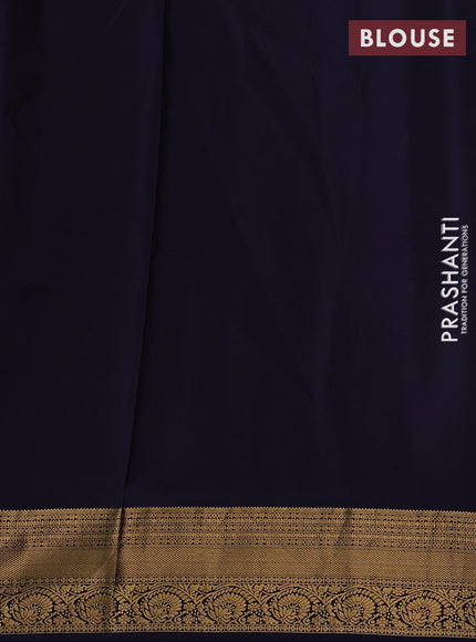 Pastel Purple & Navy Blue Pure Soft Silk Saree - Zari Buttas