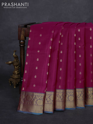 Pink & Peacock Green Pure Soft Silk Saree - Zari Buttas
